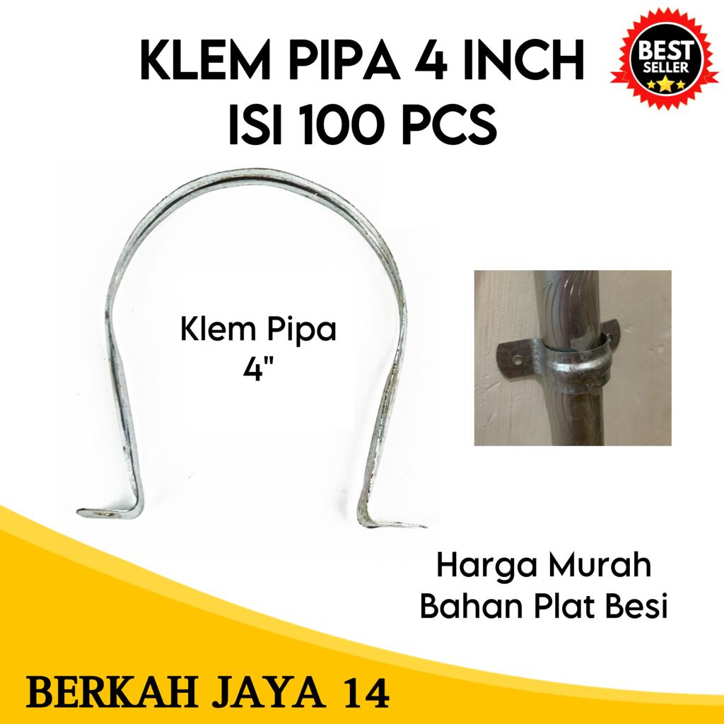 KLEM BESI PLAT PIPA UKURAN 4 ( EMPAT ) INCH ISI 100 BIJI PER PACK HARGA MURAH PROMO DISKON TERLARIS BARANG BERKUALITAS