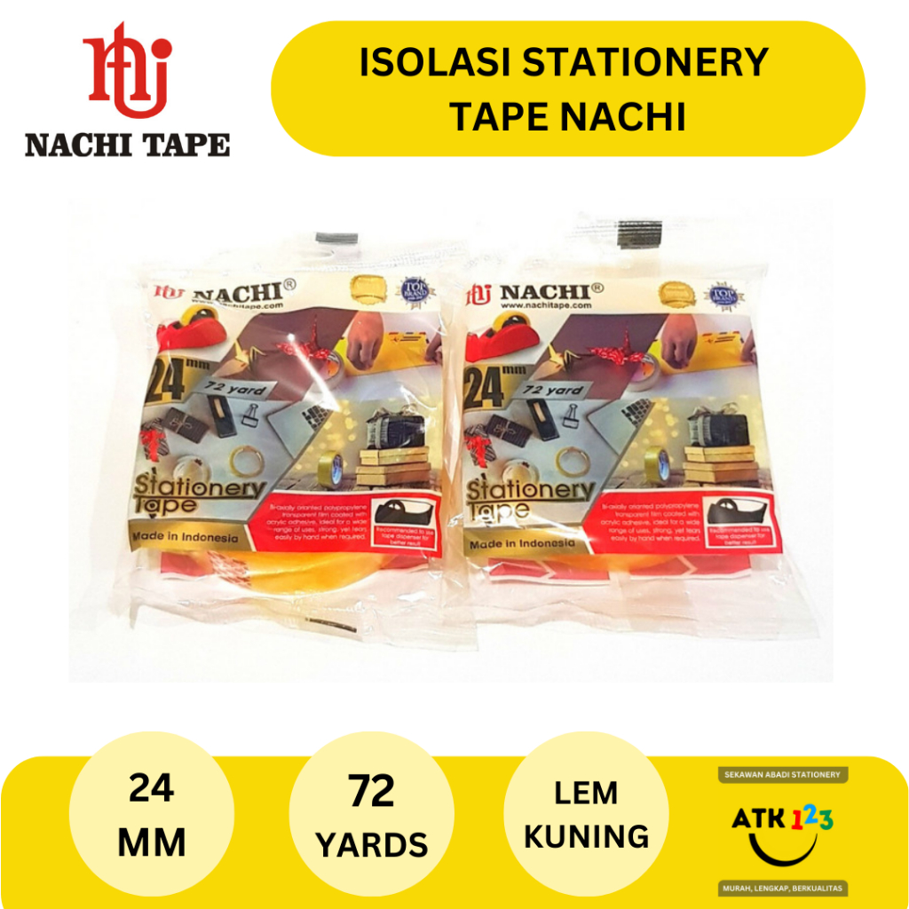 Isolasi Tape / Stationary Tape Nachi Dus 24 mm x 72 yards