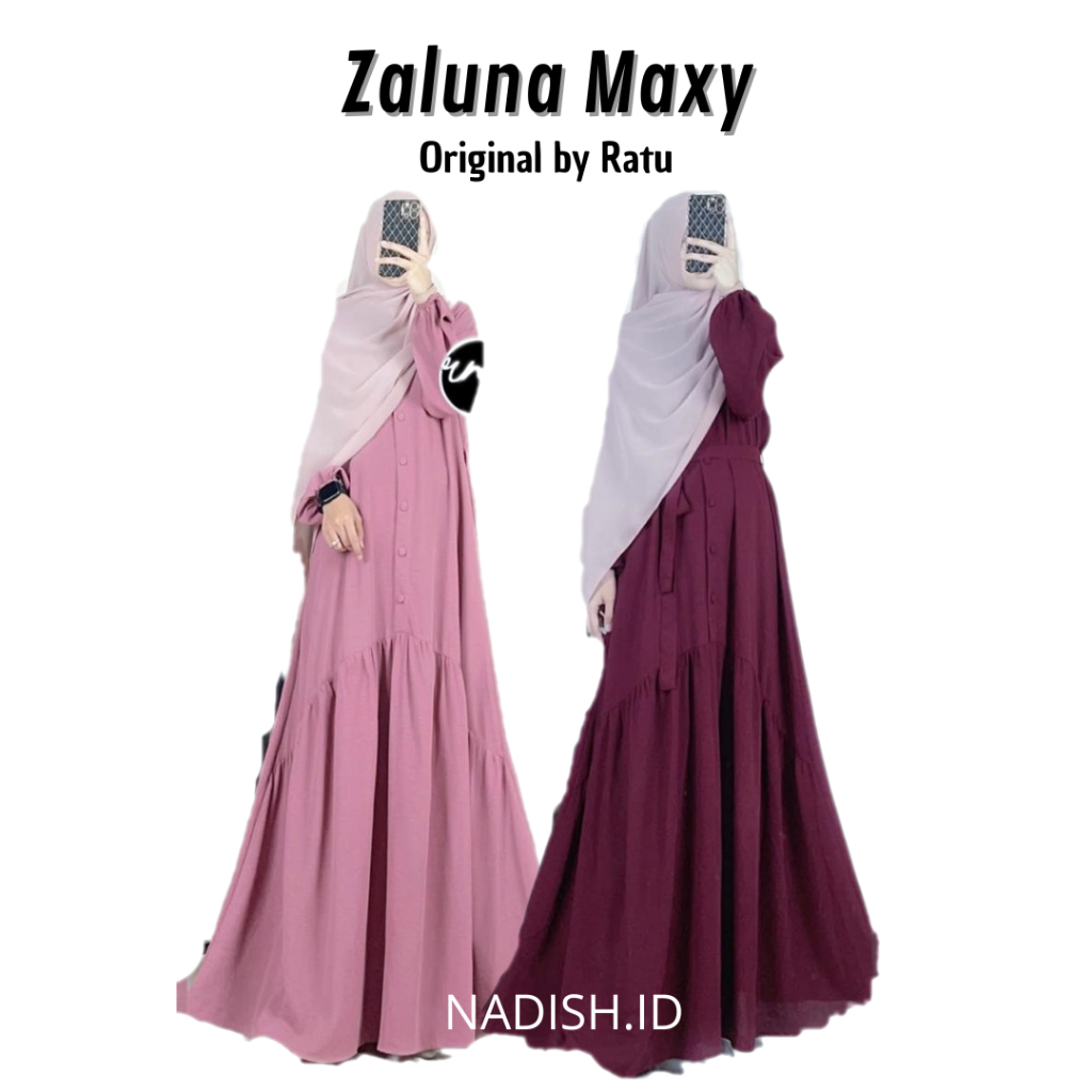 ZALUNA Abaya Dress Muslim | Zaluna Maxy Ori Ratu | Gamis Ratu Mulabees Ori Terbaru | Gamis Ratu | Ra