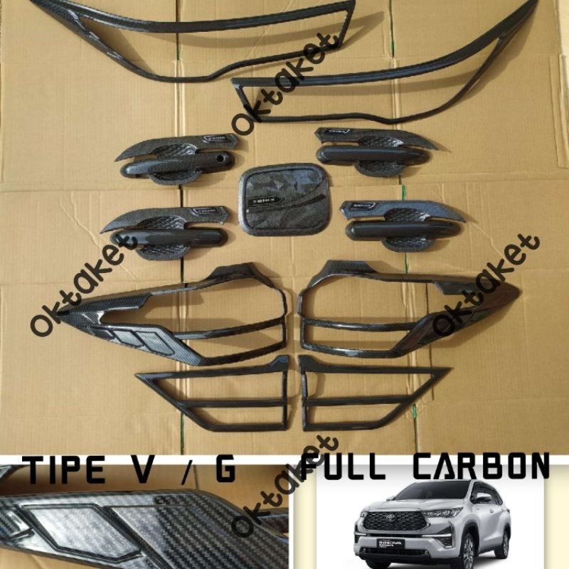 paket lengkap Garnish outer handle tank cover Innova Zenix 2023 2024 Full Carbon tipe G V Q