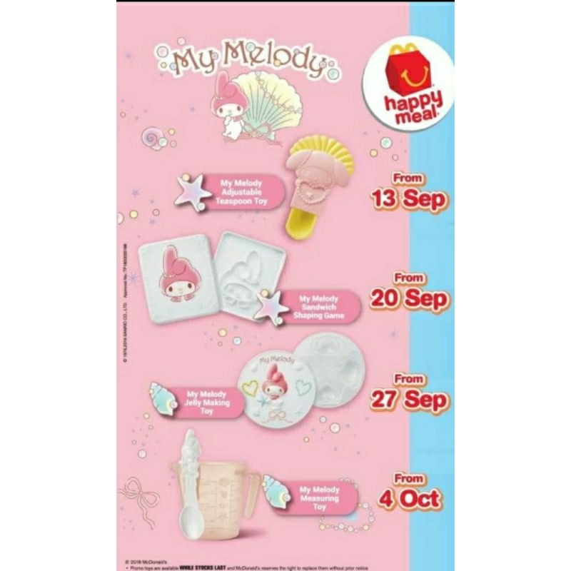 Mainan Happy Meal Mc Donald My Melody 2018 - hadiah ulang tahun