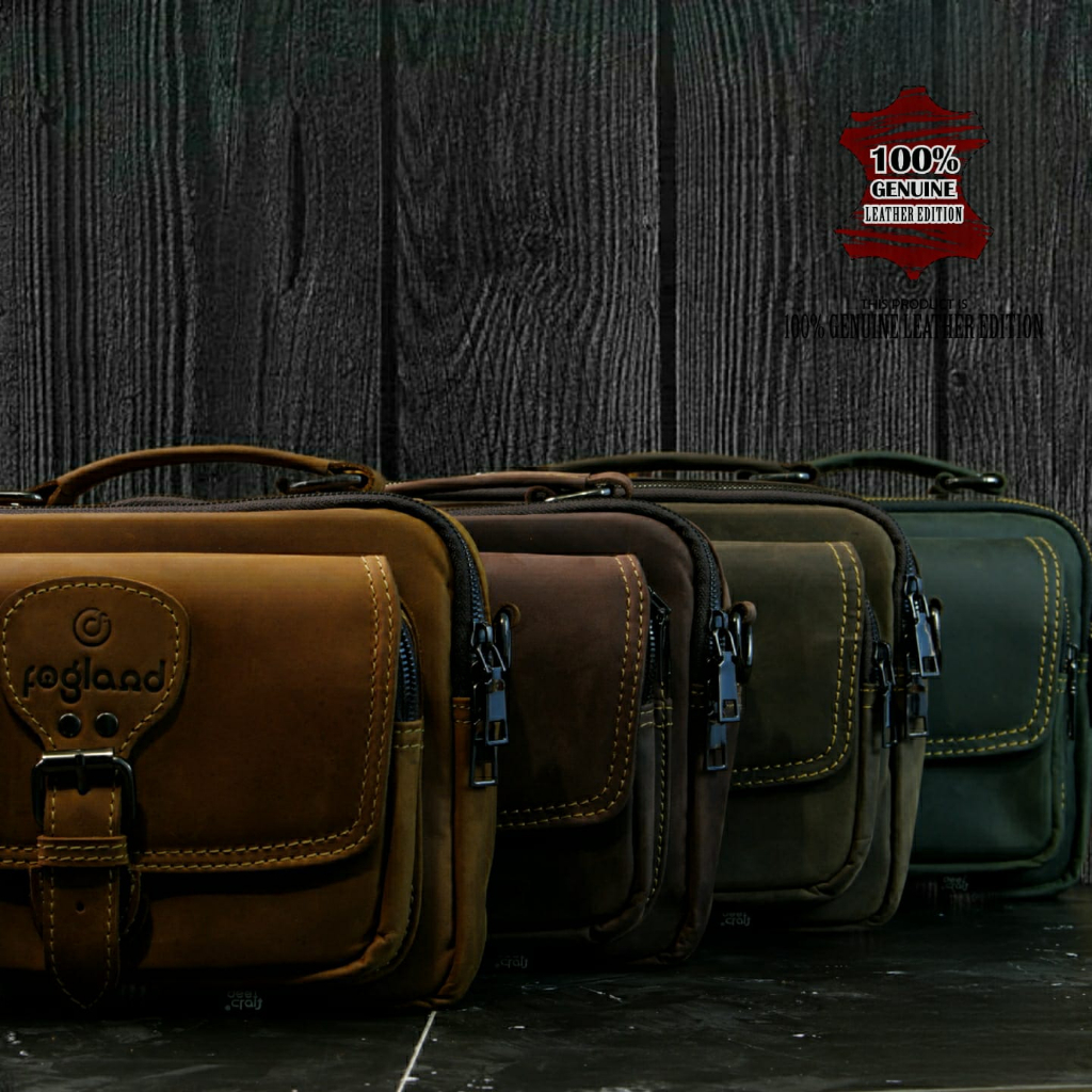 Fogland Leather Side Slingbag /Tas Selempang Kulit Original by Deefcraft /Tas kulit branded /Tas kulit Crazy Horse