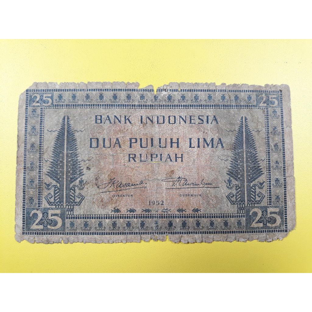 Uang Kuno Indonesia 25 Rupiah Tahun 1952 G