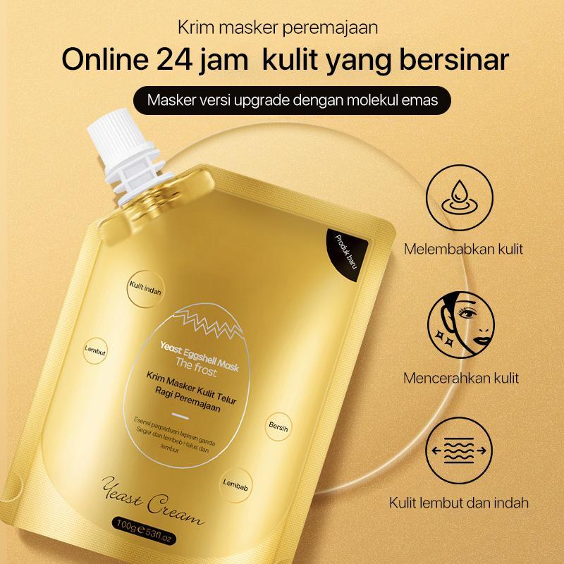 masker wajah(BELi 1grtis1) Krim Masker Kulit Telur Ragi Peremajaan Masker