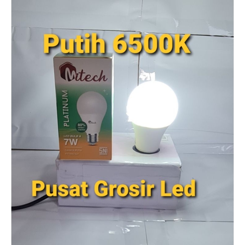 Paket Hemat 10 Pcs Lampu Led Mitech 7W 7 Watt SNI Bergaransi 1 Tahun Cahaya Putih Dan Kuning