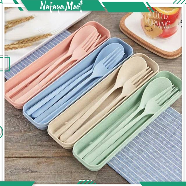 SENDOK SET JERAMI / SENDOK SET GARPU SUMPIT KEMASAN BOX / SOUVENIR SENDOK JERAMI