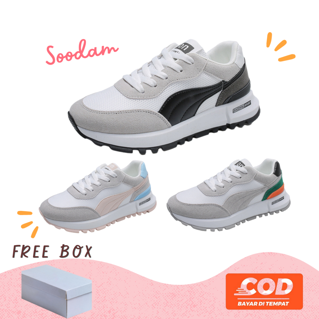 Soodam Sepatu Sneakers Wanita Sport Shoes Casual Hitam