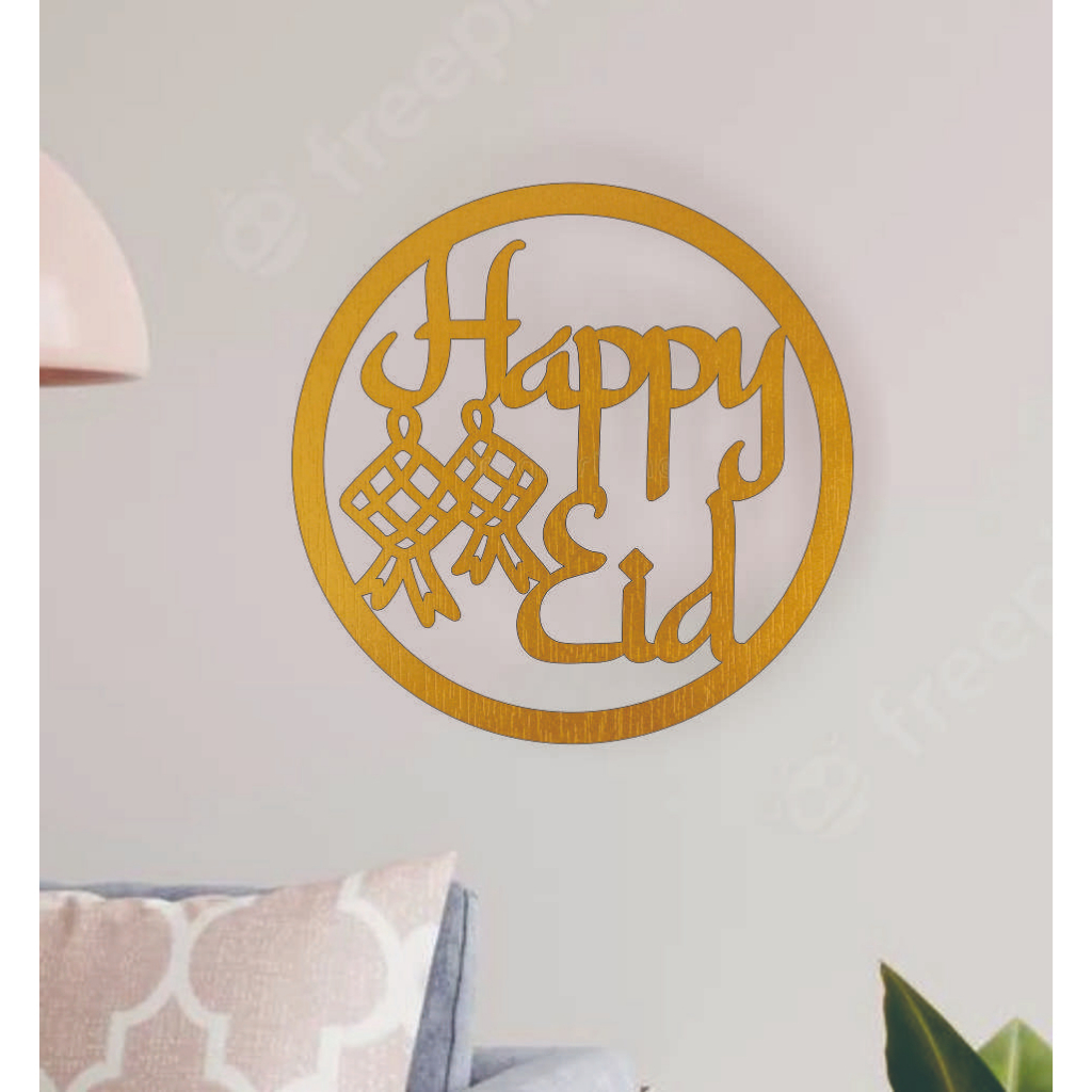 Dekorasi Happy Eid Ketupat Dinding Lingkaran Hiasan Backdrop Idul Fitri Lebaran Backdrop