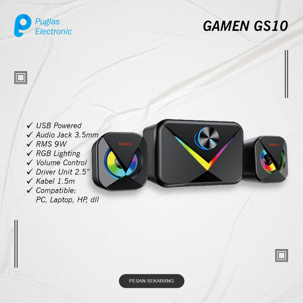 Speaker Gamen GS10 Gaming Speaker PC Komputer Laptop HP