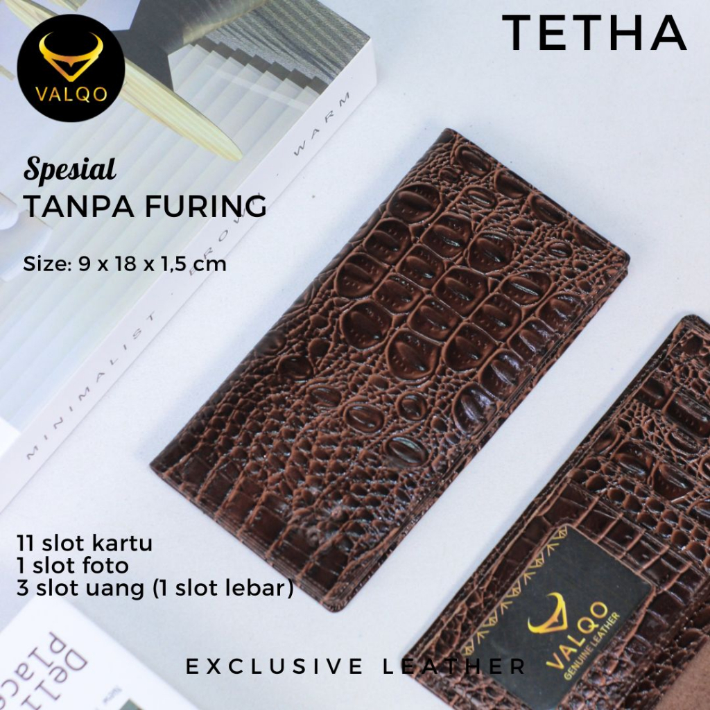 [VALQO] TETHA BY Spesial Full kulit sapi Motif Buaya Tanpa Furing Pria Wanita