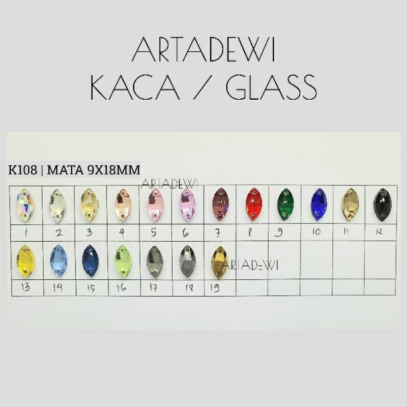 K108 | 1 Lusin DIAMOND KACA MATA 9x18 mm noncangkang