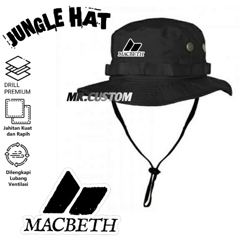 Topi rimba adventure/Topi gunung outdoor/Topi fishing pria wanita MACBETH LOGO