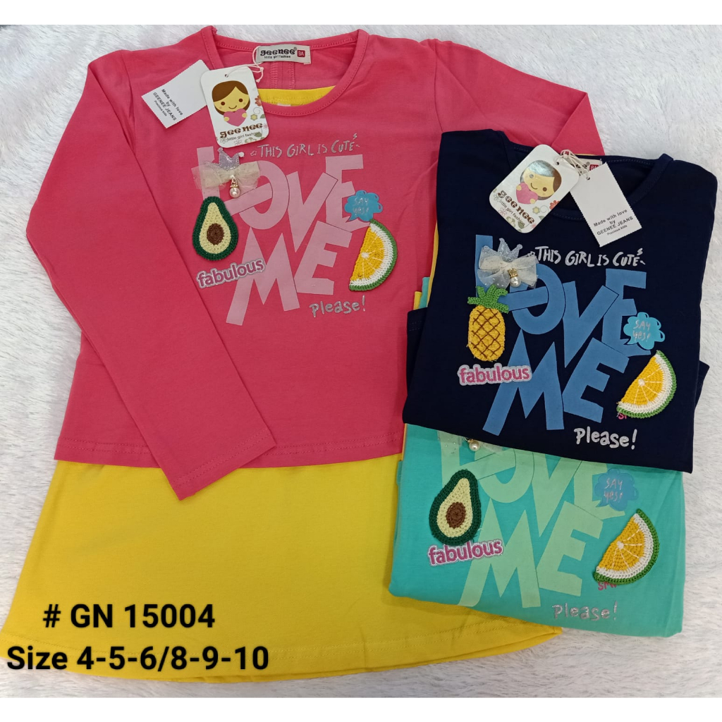 4-5-6-7 Tahun Atasan Kaus Lengan Panjang Anak Perempuan GEENEE LOUISA IMPOR KATUN Murah