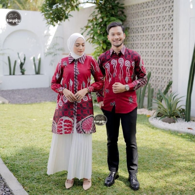 Baju Batik Wanita Tunik Couple Kemeja Panjang Resleting Depan Couple Tunik Megawati