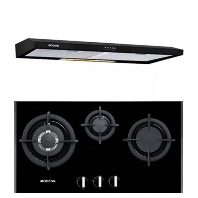 Paket kompor tanam Bh 1735 dan  Cookerhood Modena Px 7111 / PX 0711 DBBK New / LED