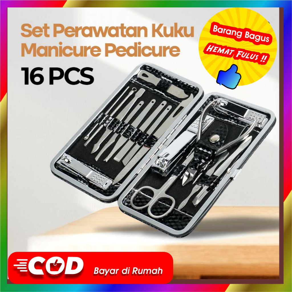 Paket Perawatan Kuku Nail Art Manicure Pedicure Set 16 in 1 Stainless Potongan Kuku