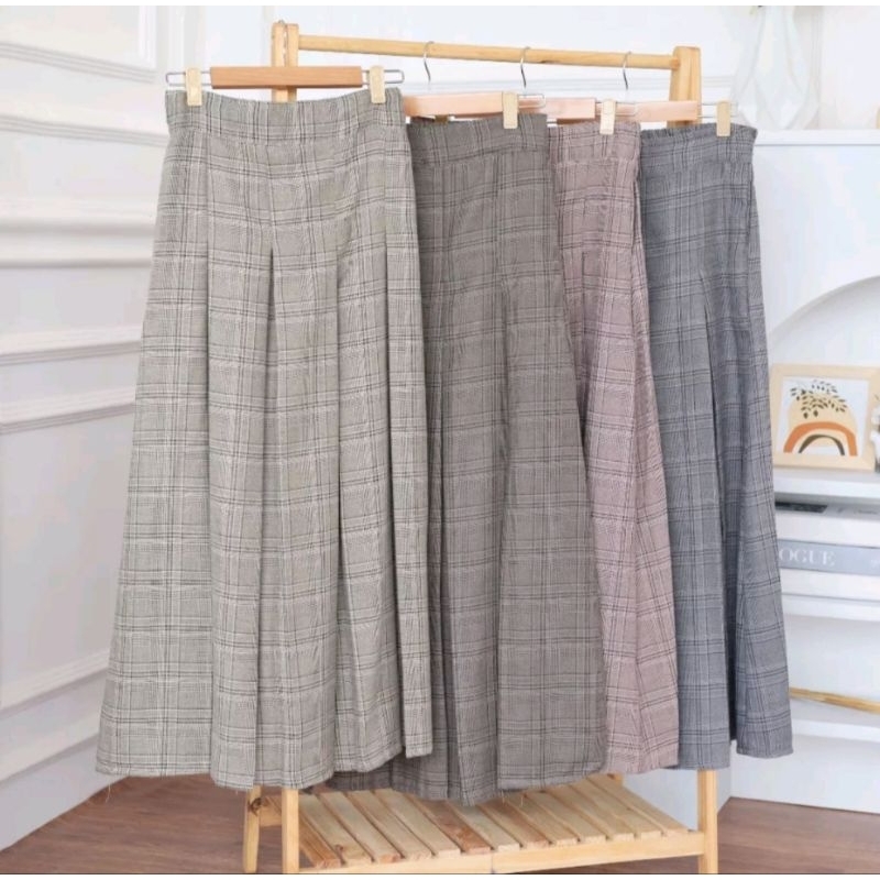 Rok rempel motif kotak - kotak | Rok rempel depan belakang | Rok panjang wanita