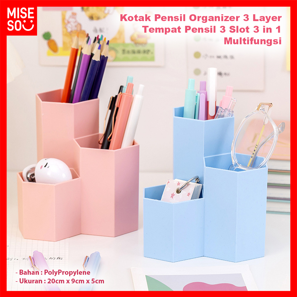

Tempat Pensil 3 Slot 3 in 1 Kotak Pensil Organizer 3 Layer 931