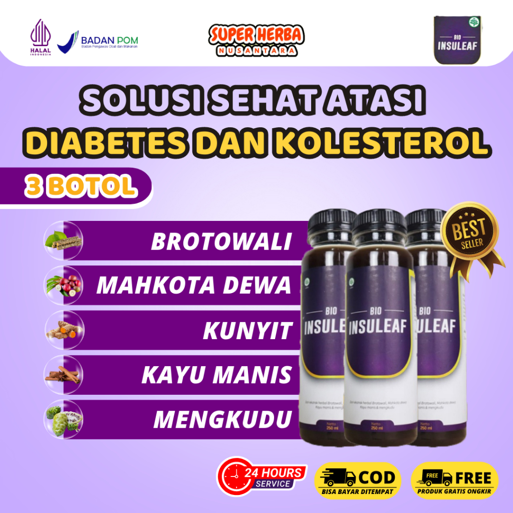 

[PAKET 3 BOTOL] | Bio Insuleaf | Minuman Herbal Alami Untuk Atasi Diabetes Kencing Manis Turunkan Kolesterol dan Gula Darah