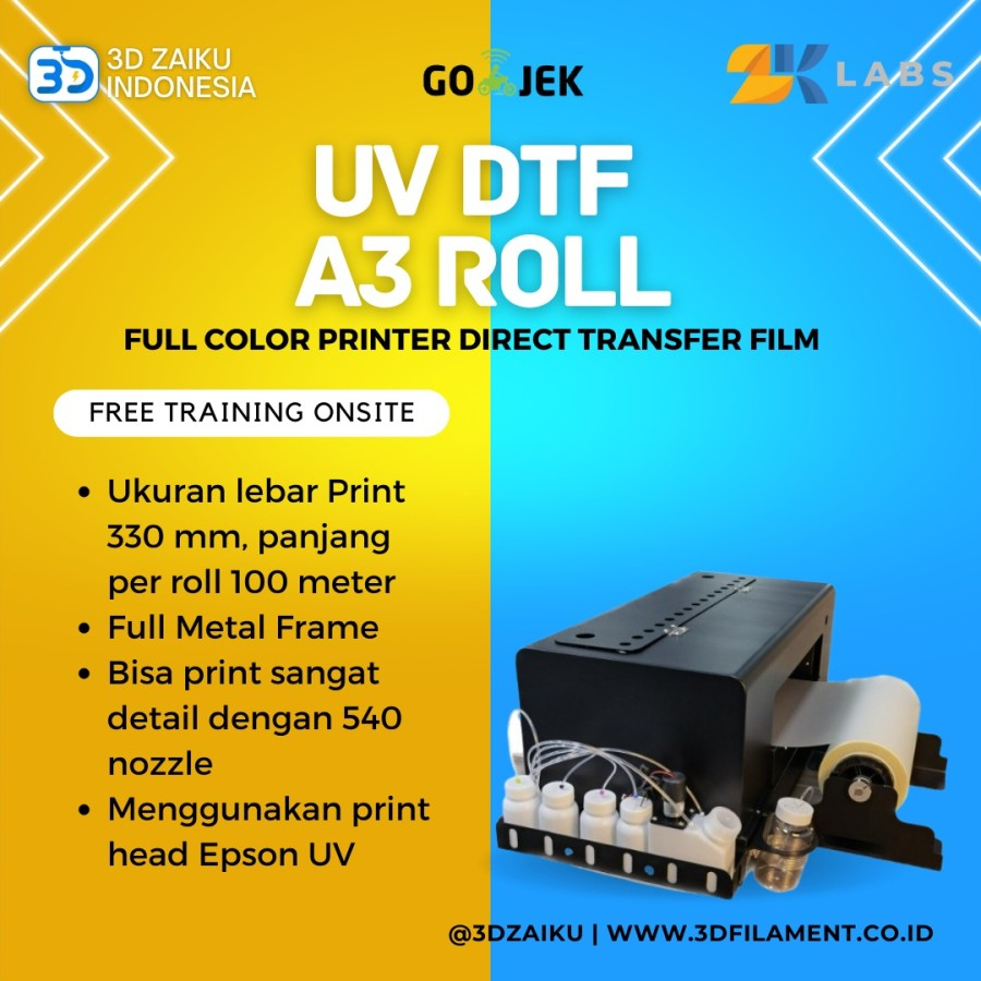 Zaiku UV DTF UV A3 Roll Full Color Printer Direct Transfer Film TShirt