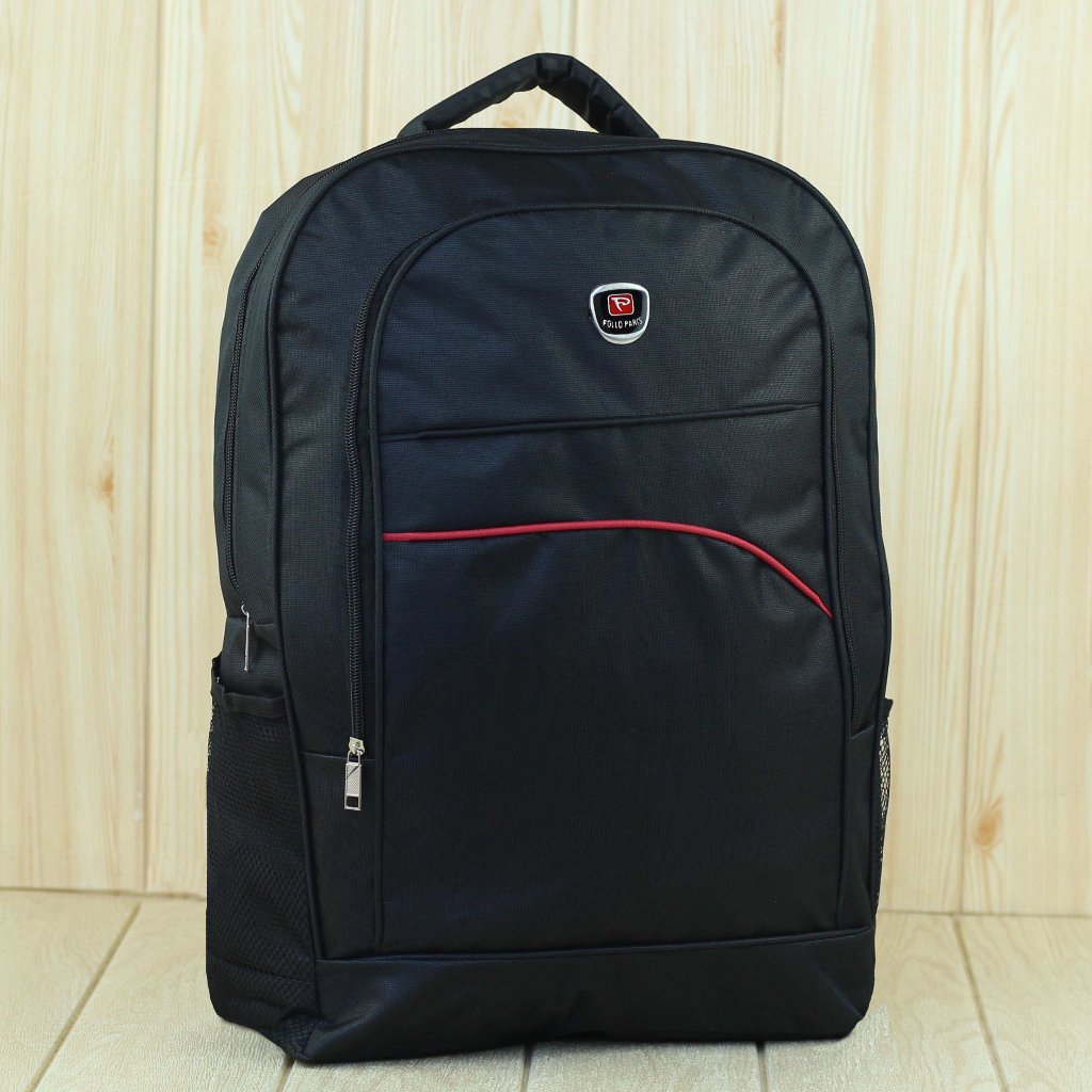 Tas Sekolah Sma Pria Polo Paris Lengkung Merah Hitam Tas Laptop Gendong Pria Kerja Dinas Seminar Souvenirr Bahan Polyester Bonus Raincover