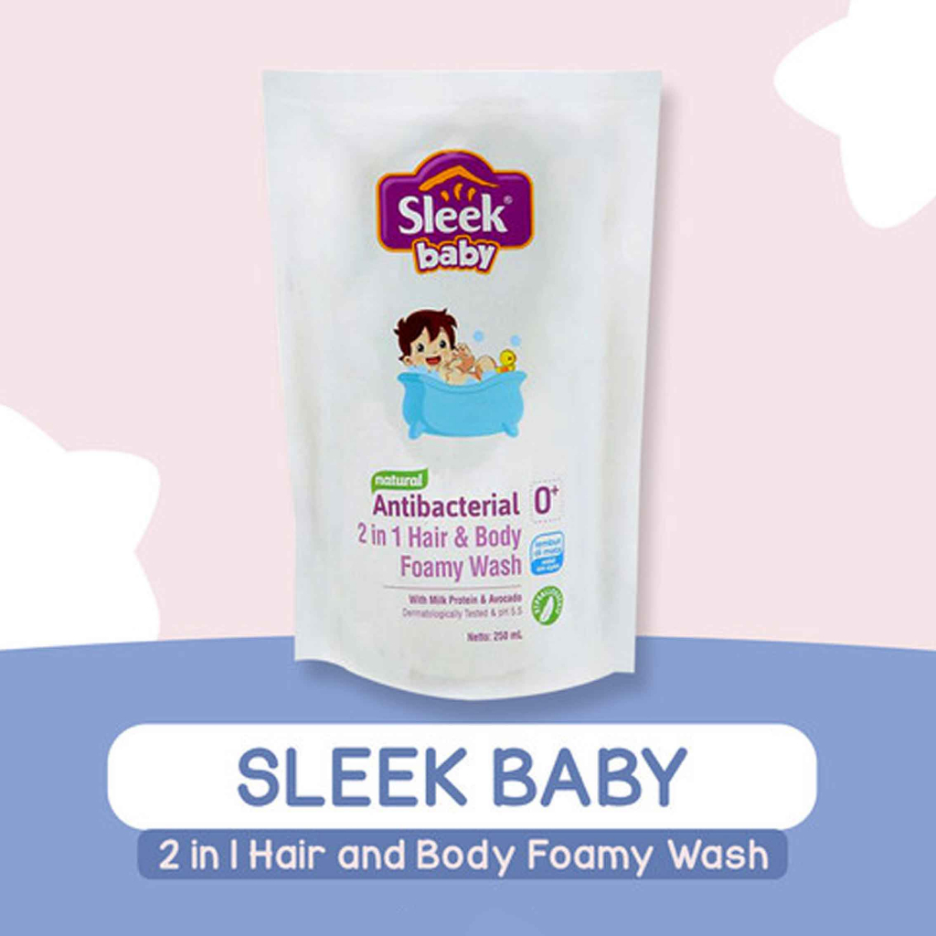 SLEEK BABY NATURAL ANTIBACTERIAL 2 IN 1 HAIR &amp; BODY FOAMY WASH 250ml