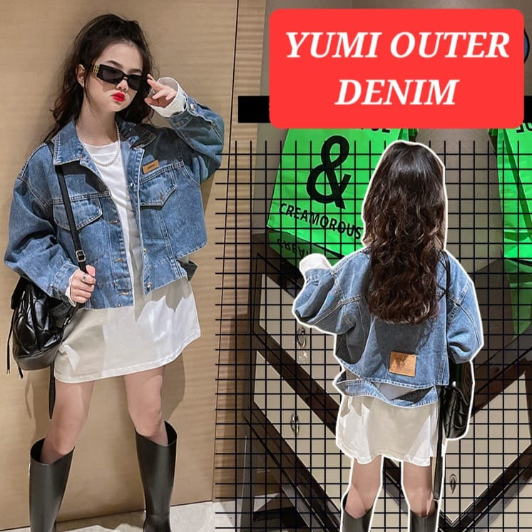 YUMI OUTER DENIM JAKET CASUAL JEANS ANAK REMAJA PEREMPUAN FASHION KOREA KPOP IMPORT