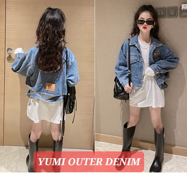 YUMI OUTER DENIM JAKET CASUAL JEANS ANAK REMAJA PEREMPUAN FASHION KOREA KPOP IMPORT