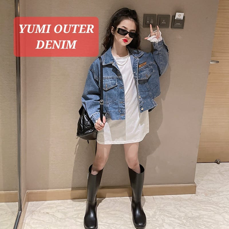 YUMI OUTER DENIM JAKET CASUAL JEANS ANAK REMAJA PEREMPUAN FASHION KOREA KPOP IMPORT