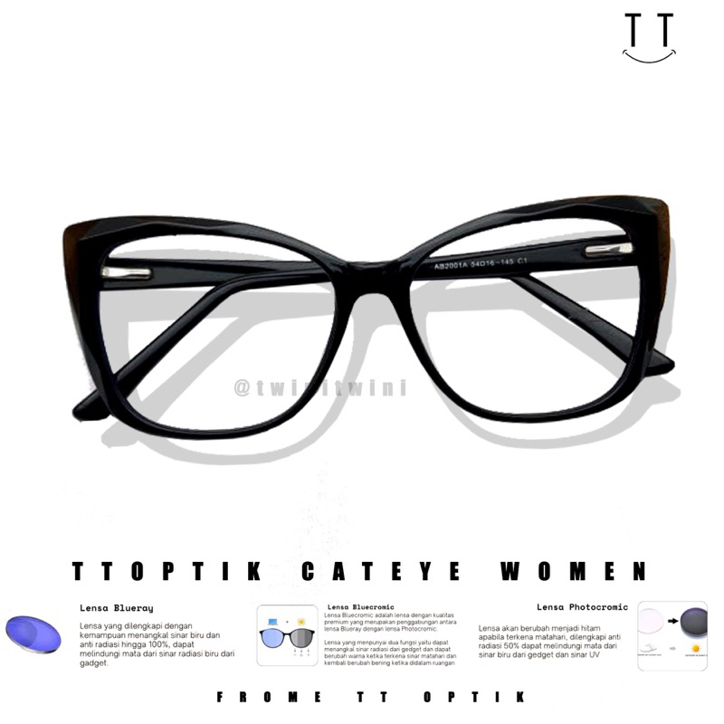 TT - Frame CAT EYE Paket frame+lensa kacamata murah, kacamata kekinian, kacamata cat eye 2001