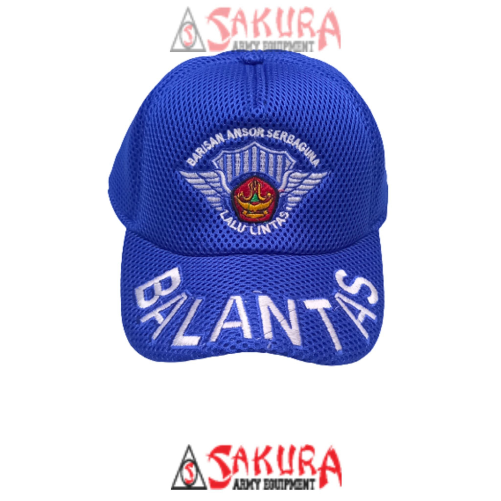 Topi Jaring Balantas Banser Hitam dan Biru Tulisan Besar Biasa