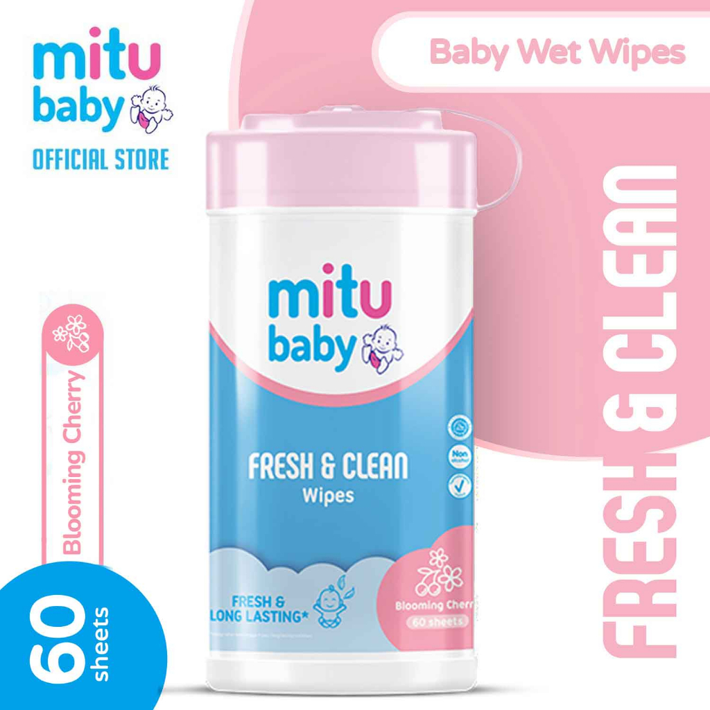 Mitu * Mitu baby * Fresh &amp; clean Wipers * bloming cherry 60 sheets