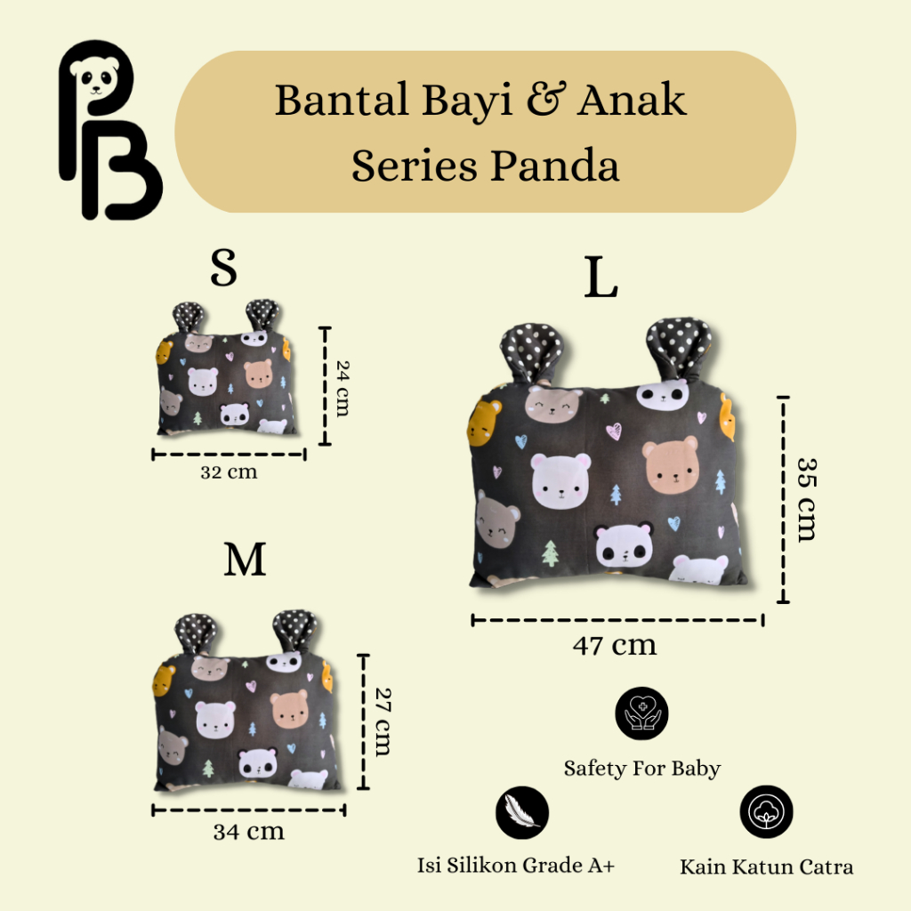 Precious Baby | Bantal Bayi Series Panda | Bantal Bayi Bentuk Panda | Bisa Pilih Motif | Bantal Baby | Baby Pillow | Bantal Anak | Pillow Kids | Bantal Precious Baby