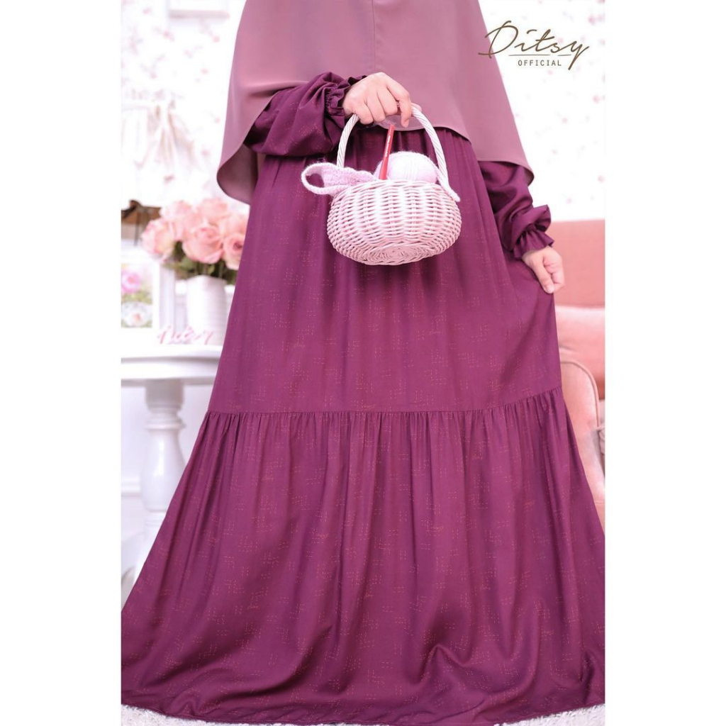 (HABISKAN STOK) DITSY KOVA PLUM NIGHTGOWN SIZE L