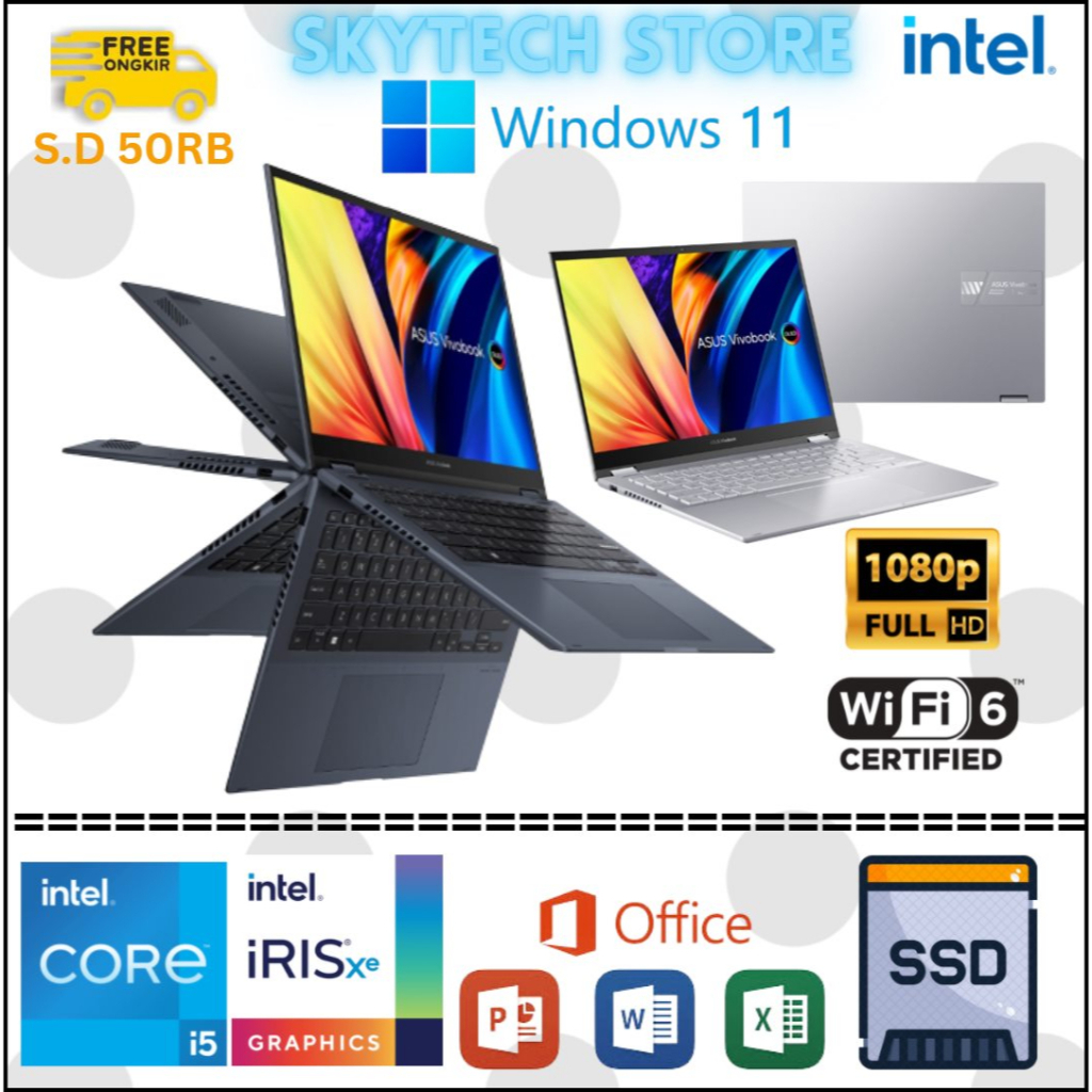 ASUS VIVOBOOK FLIP TP3402ZA CORE I5 12500H RAM8GB SSD512GB 14 TOUCHSCREEN OLED WINDOWS 11 &amp; OHS 2021 ORIGINAL