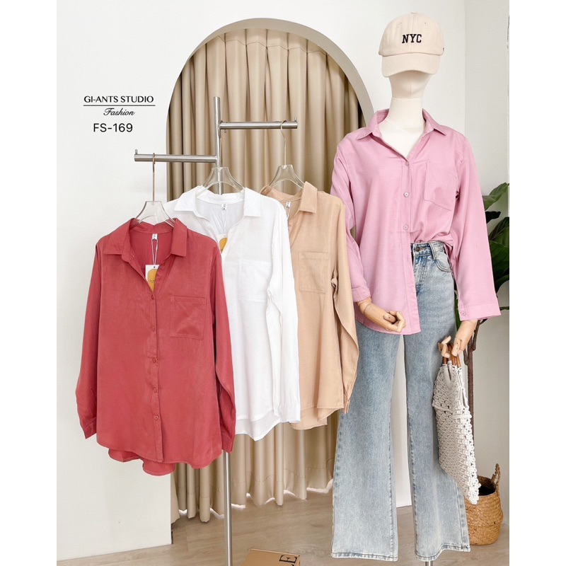 KEMEJA GIANTS BASIC MODEL LENGAN PANJANG KANTONG 1 BLOUSE IMPORT BANGKOK (BJFS169)