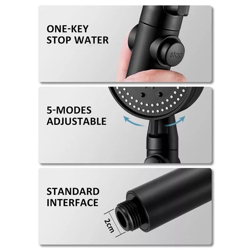 MH80KEPALA SHOWER MANDI WARNA HITAM/KEPALA SHOWER SET KAMAR MANDI DENGAN TEKANAN TINGGI DESAIN MINIMALIS AESTETIK BLACK/KEPALA SHOWER MANDI SET SHOWER SET HAND SHOWER HEAD JET SHOWER SET HOLDER HITAM