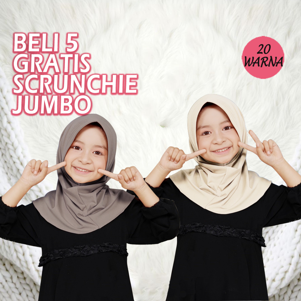 Jilbab Sporty Hijab Instant Anak Jilbab Anak Instan Jersey Premium 20 Warna