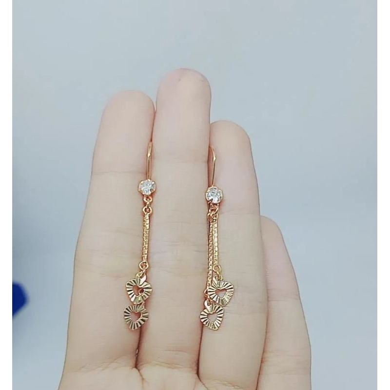 anting kait mp 1 + m .itali love ukir bolong /anting kait perak asli silver 925 lapis emas/ anting fashion terbaru