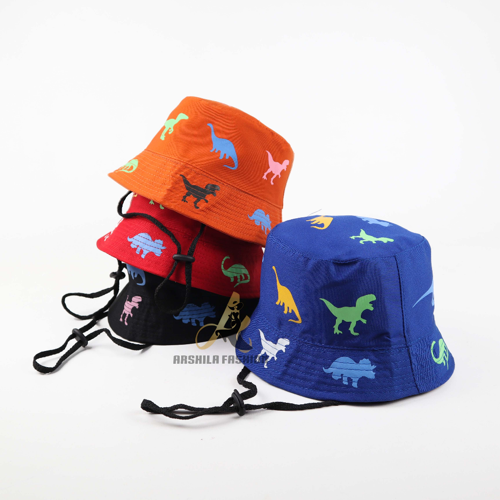 Topi Bucket Anak Peremuan Laki Laki Sablon Dino Banyak Part2