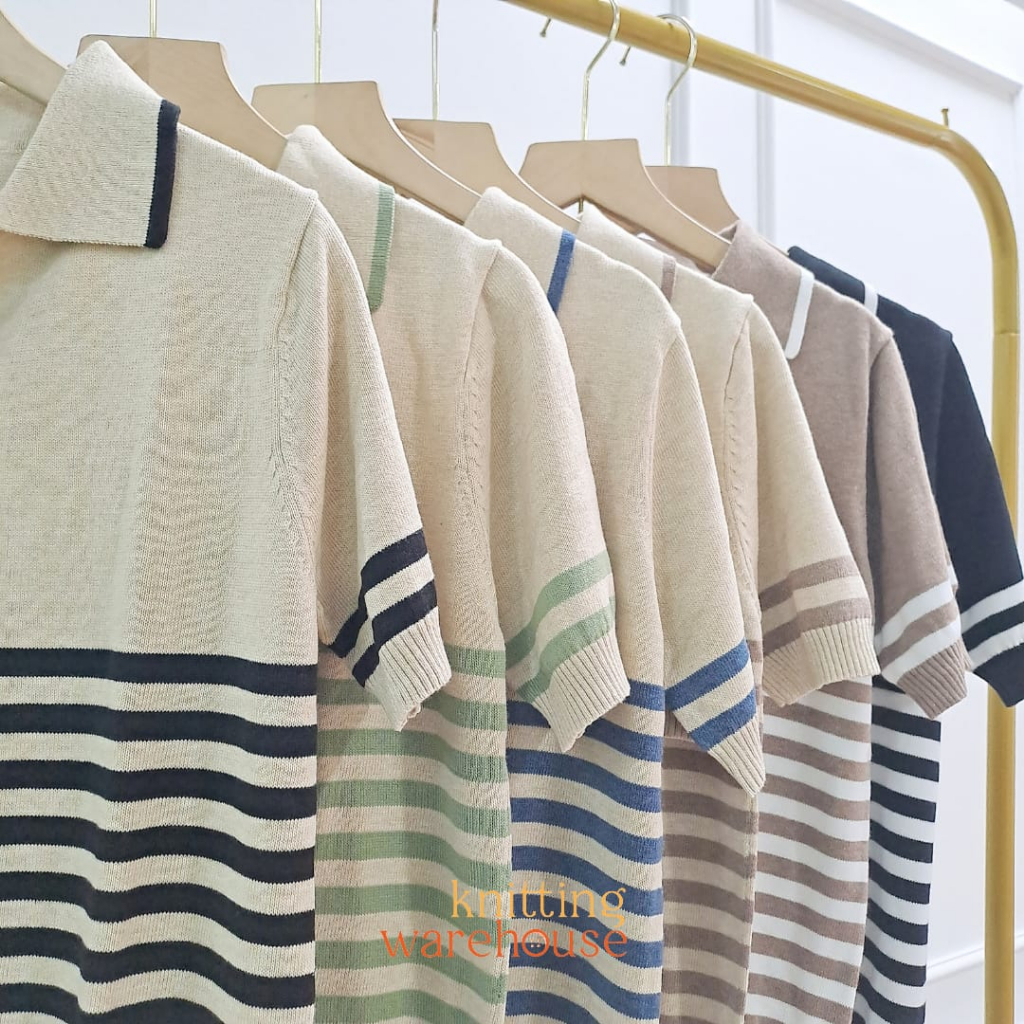 Ria Polo Tshirt Stripes Knit - Atasan Rajut Wanita (325)