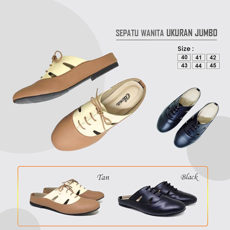 sepatu bustong wanita flat shoes big size / sandal sepatu Mules cewek casual pesta gaya ukuran jumbo besar 40 41 42 43 44 45