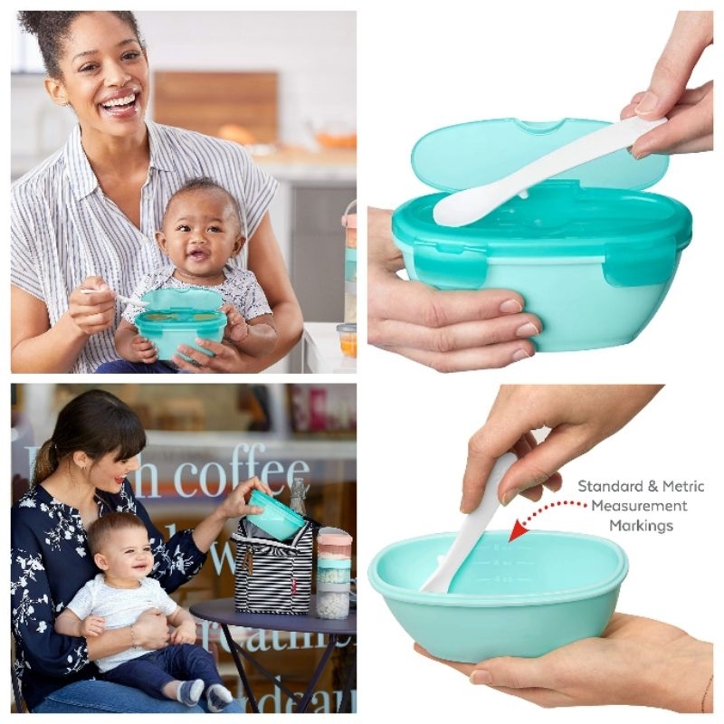 Skip Hop Easy Serve Travel Bowl &amp; Spoon- Wadah Makan Traveling