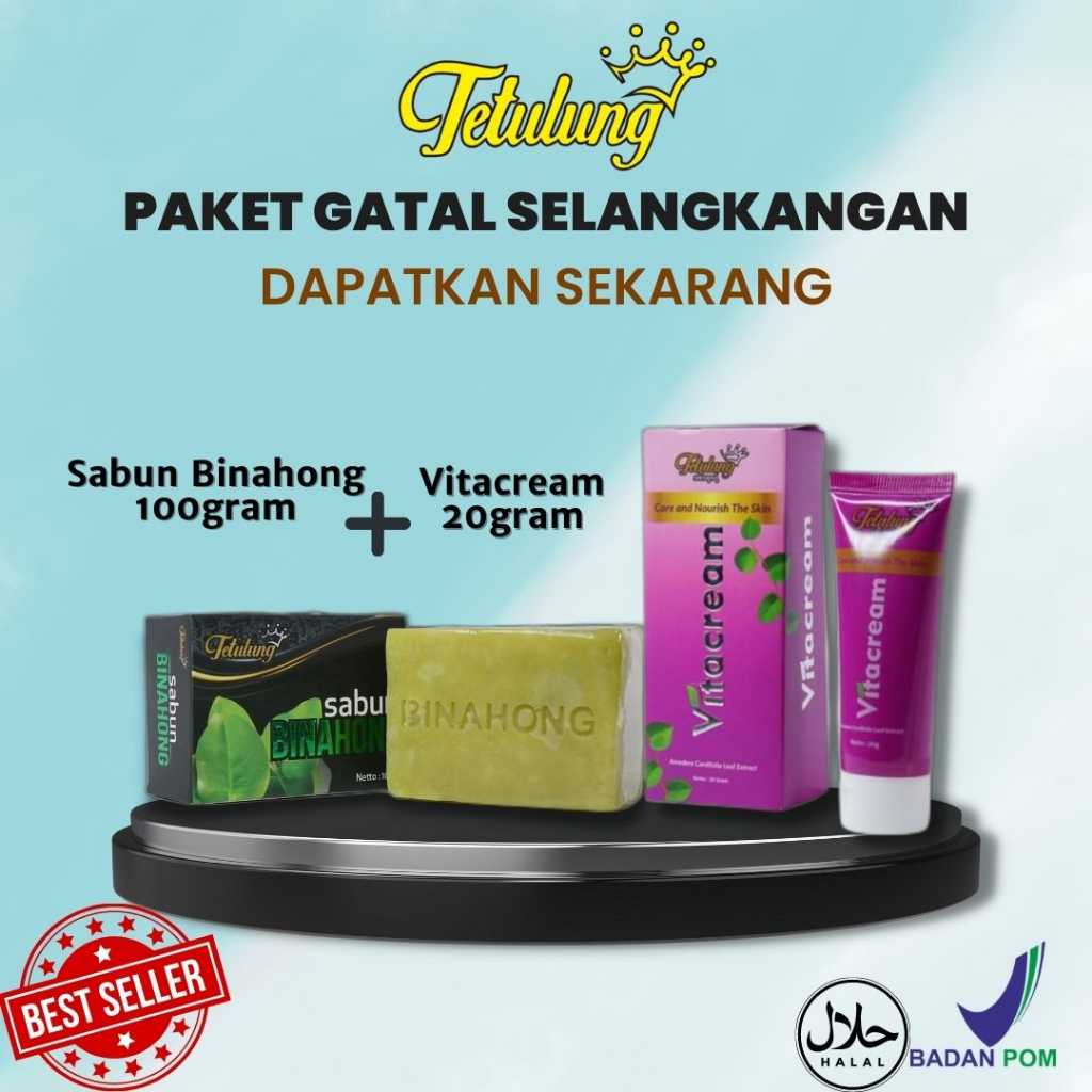 Paket Hemat Sabun Tetulung dan Vitacream - Penghilang Bekas Luka - Obat Gatal Gatal Seluruh Badan - 