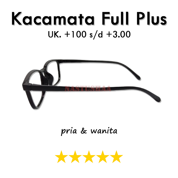 Kacamata Baca Rabun Dekat (+) Uk. +1.00 s/d +3.00 Kacamata Plus Frame Kotak Oversized Hitam Unisex NOCASE