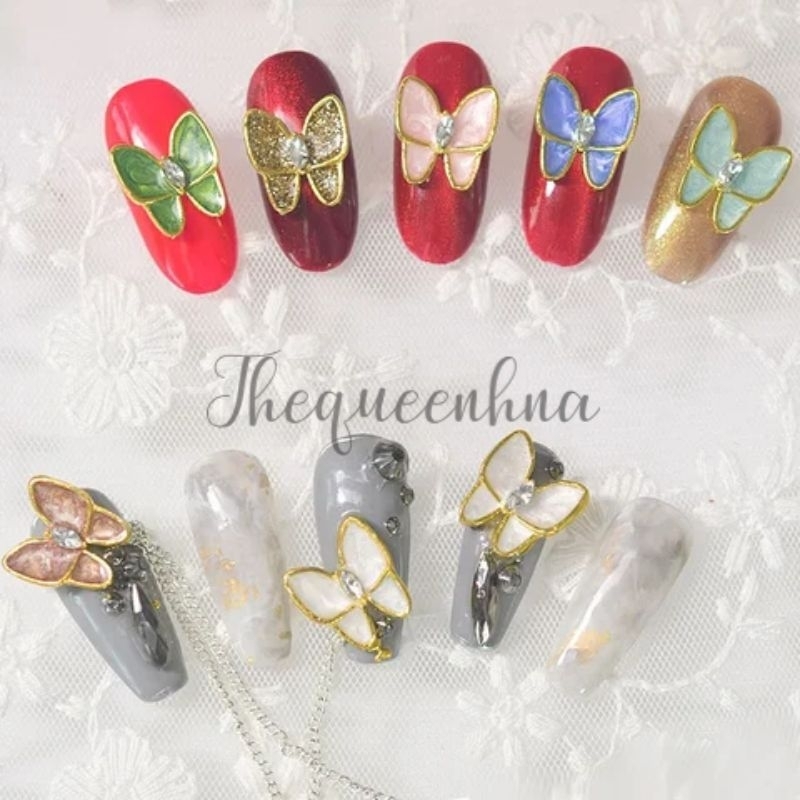 Kupu-Kupu Ornamen Dekorasi Nail Art 3D Bahan Alloy Resin Nail Art Butterfly Decoratiom