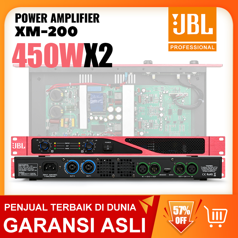 XM-200 Penguat Audio Profesional Digital Pure Post Penguat Ramping Mini 1U Kecil Kelas D 550WX2 yang Dapat Dijembatani
