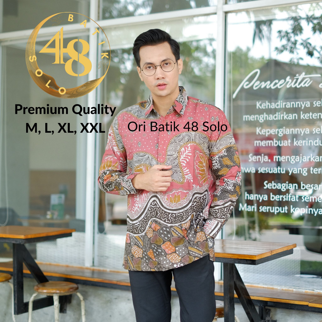 PREMIUM QUALITY ANGGORO PINK BAJU BATIK PRIA LENGAN PANJANG FULL FURING