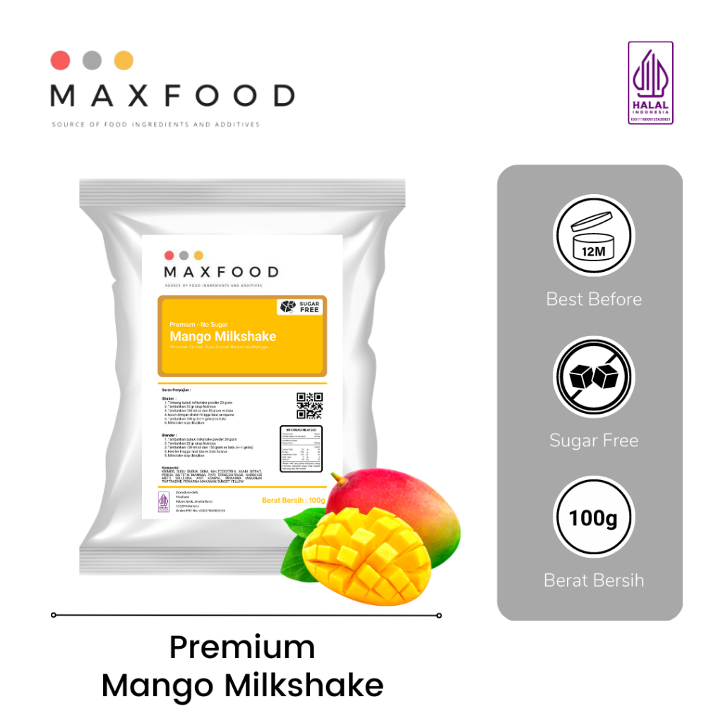 

Premium No Sugar - Mango Milkshake/ Bubuk Minuman Milkshake Rasa Mangga 100gr