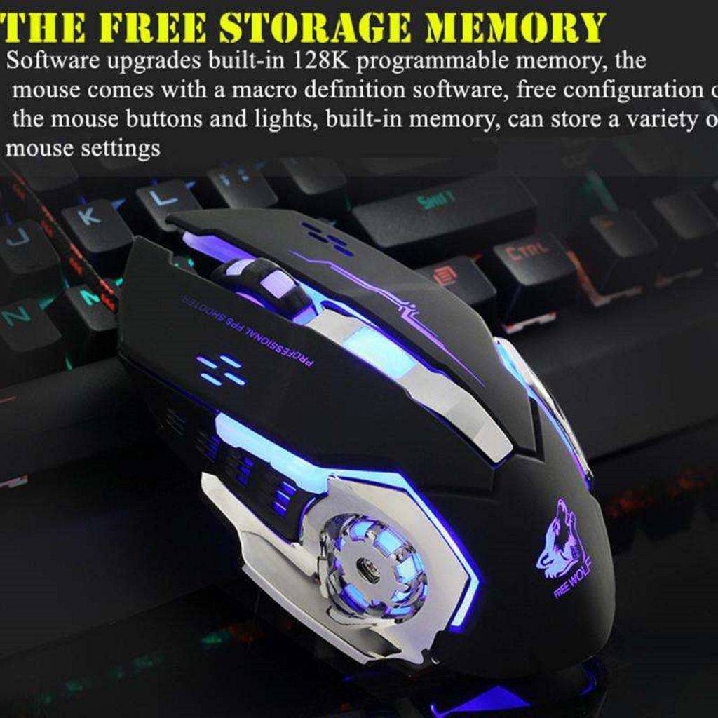 Free Wolf V5 Professional Gaming Mouse RGB 6 Button Wired USB